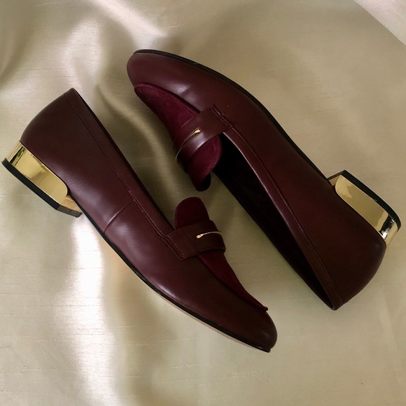 Bordeaux Claurinda Loafers with Gold Accents - Picture 4 of 8